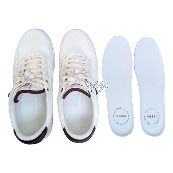 Vessi Courtside Classic Men 10 Waterproof Off White Mahogany Red Lace Up Sneaker - Picture 8 of 10